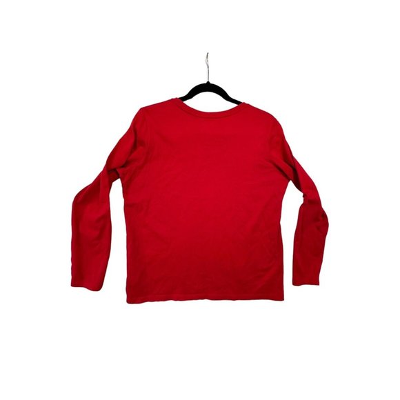 Lands End Womens 3/4 Sleeve Top Medium 10-12 Red Cotton Modal Knit Shaped Fit - Picture 4 of 6